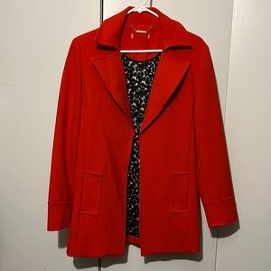 Catharine Malandrino Red coat open front blazer leopard lined